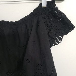 Black Eyelet Off-Shoulder top